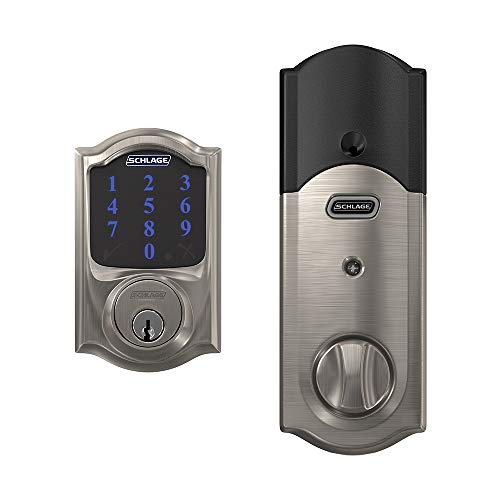 SCHLAGE Camelot Smart Deadbolt with Alarm, Satin Nickel