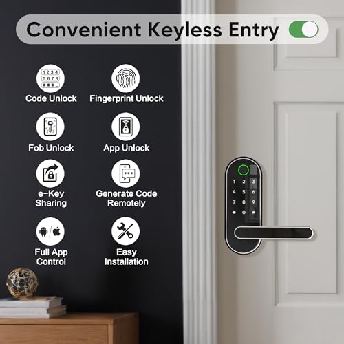 Fingerprint Smart Lock with Code Passcode (Silver)