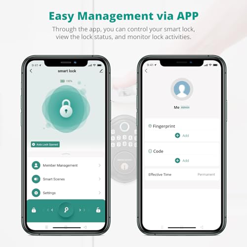 AkaGear Keyless Entry Door Lock with APP Control - Fingerprint Deadbolt Door Lock, Electronic Keypad Lock, Smart Locks for Front Door, Auto-Lock & One Touch Locking with Bluetooth - Oil Rubbed Bronze