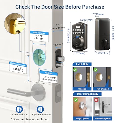 Veise Matte Black Fingerprint Keyless Door Lock