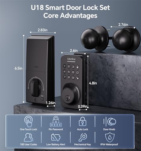 Matte Black Keyless Entry Deadbolt Lock Set