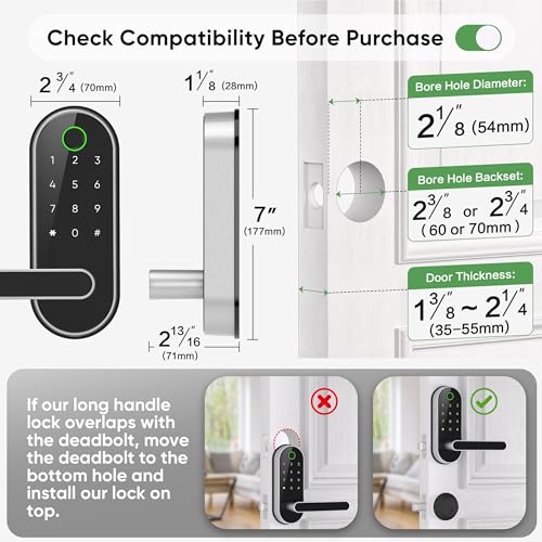 Fingerprint Smart Lock with Code Passcode (Silver)