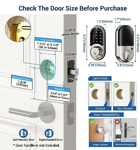 Veise Smart Fingerprint Door Lock - 7-in-1 Keyless Entry