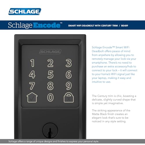 Schlage Encode Smart Wi-Fi Deadbolt - Matte Black