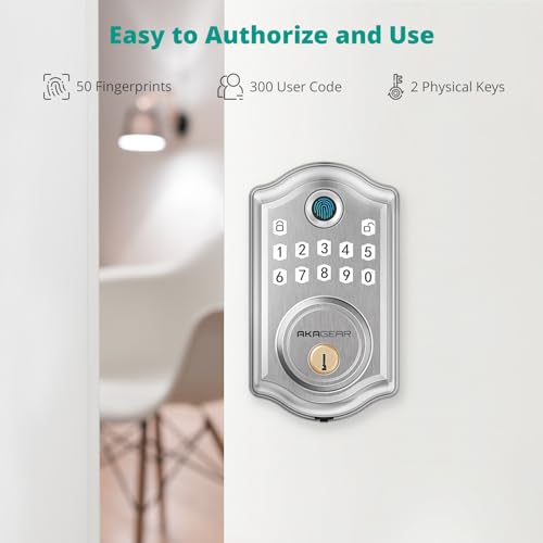 AkaGear Smart Keyless Entry Door Lock - Satin Nickel