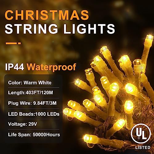 Warm White 1000 LED Outdoor String Lights