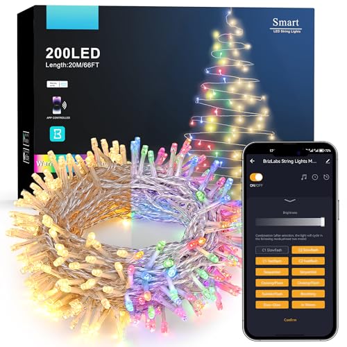 Smart RGB Christmas Lights with App Control, 66FT