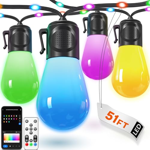 51FT RGB Smart Outdoor String Lights - Alexa Compatible