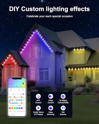 100ft Smart RGBIC Outdoor Permanent Lights System