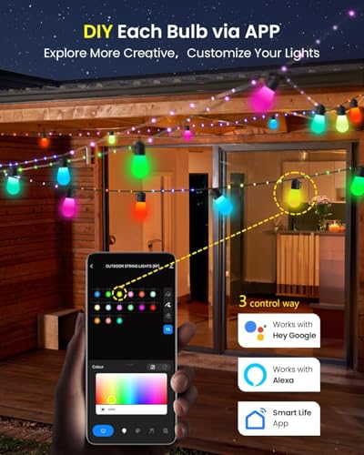 51FT RGB Smart Outdoor String Lights - Alexa Compatible