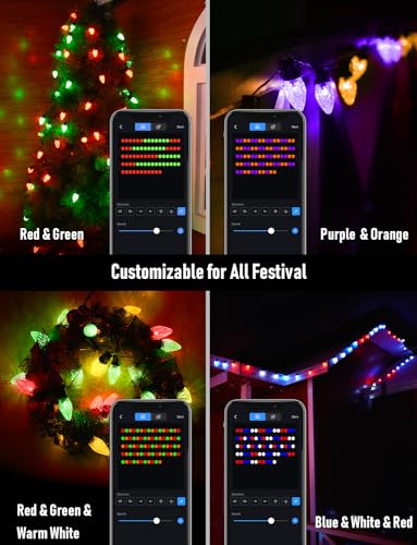 33FT Smart LED Christmas Lights, Color Changing Outdoor