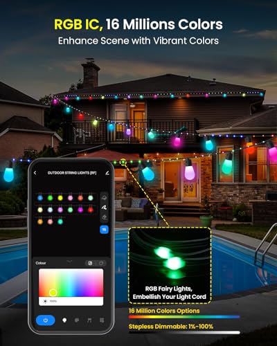 51FT RGB Smart Outdoor String Lights - Alexa Compatible