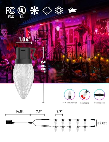 33FT Smart RGB C9 LED Lights with App Control