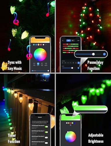 33FT Smart LED Christmas Lights, Color Changing Outdoor