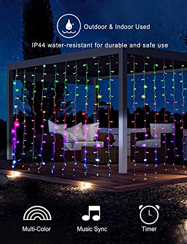 Smart LED Curtain Twinkle Lights with RGB Colors