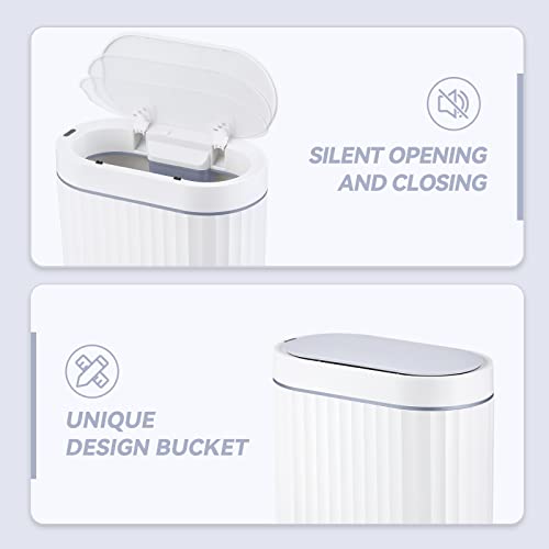 ELPHECO Bathroom Motion Sensor Trash can 2 Gallon Automatic Garbage Can, 9 L Slim Plastic Smart Trash Can with Lid, Commercial Intelligent Trash Bin for Bedroom, Bathroom, Kitchen, Office, Grey