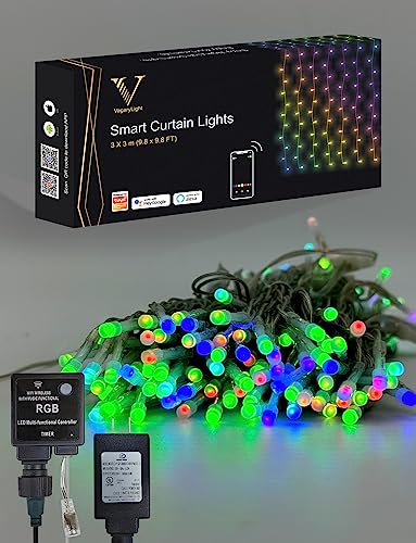 Smart LED Curtain Twinkle Lights with RGB Colors