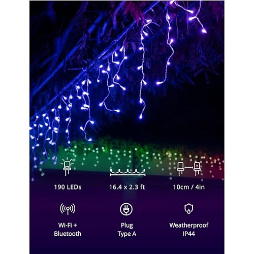 Smart App-Controlled LED Icicle Christmas Lights