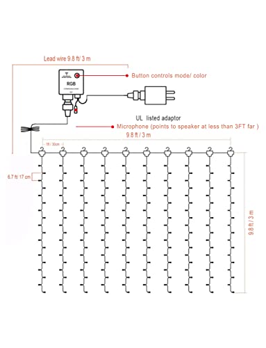 Smart LED Curtain Twinkle Lights with RGB Colors