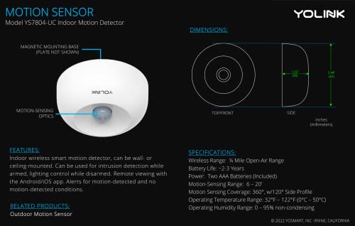 YoLink 1/4 Mile Wireless Smart Motion Detector
