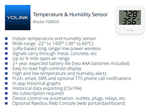 YoLink Smart Temperature & Humidity Sensors - 2 Pack