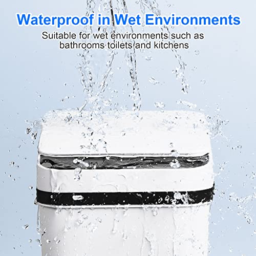 Bathroom Automatic Trash Can 3 Pack 2.2 Gallon Motion Sensor Touchless Small Slim Garbage Can with Lid Smart Electric Narrow Garbage Bin for Bedroom Living Room Office Kitchen (White)