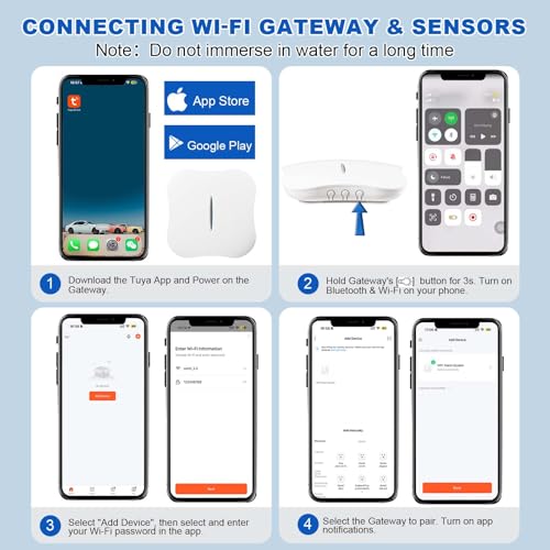 WiFi Water Leak Detector 5-Pack with Alarm