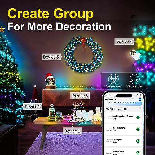 Quanquer Smart WiFi RGB Christmas Lights - 196FT