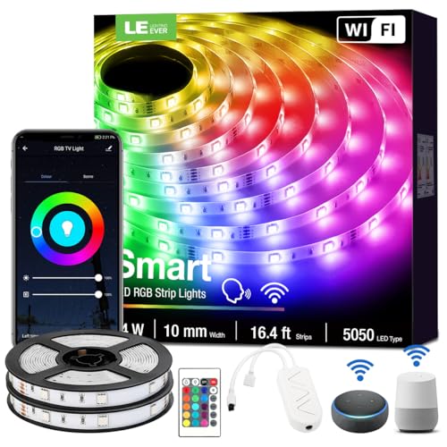 Smart WiFi RGB LED Strip Lights - 32.8ft