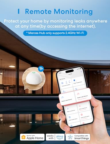 Meross Smart Water Leak Detector Alarm - 3 Pack