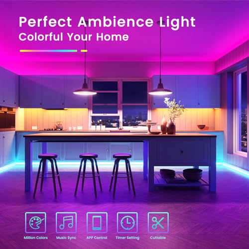 TJOY 50ft Bluetooth Music Sync RGB LED Strip