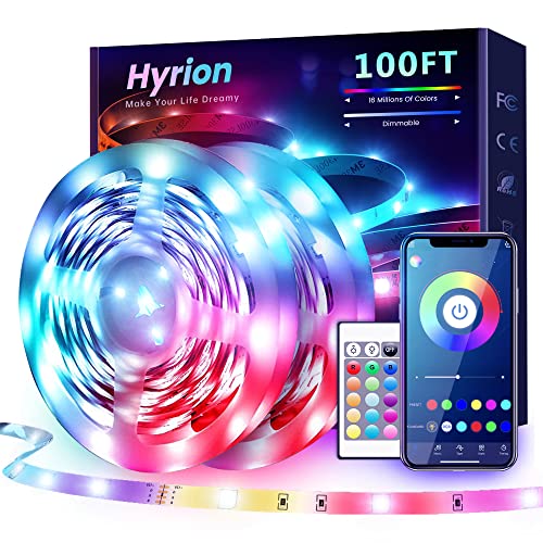 Hyrion 100 ft Bluetooth Color Changing LED Strips