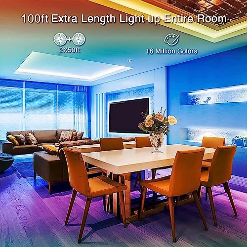 Hyrion 100 ft Bluetooth Color Changing LED Strips