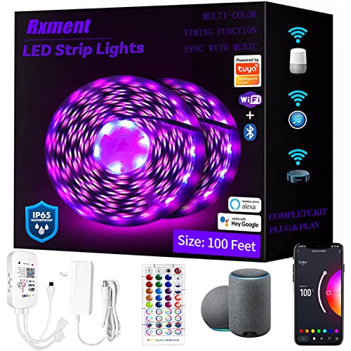 100FT Smart LED Strip Lights with Alexa Compatibility