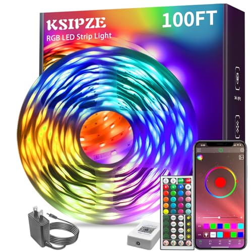KSIPZE 100ft RGB Music Sync LED Strip Lights