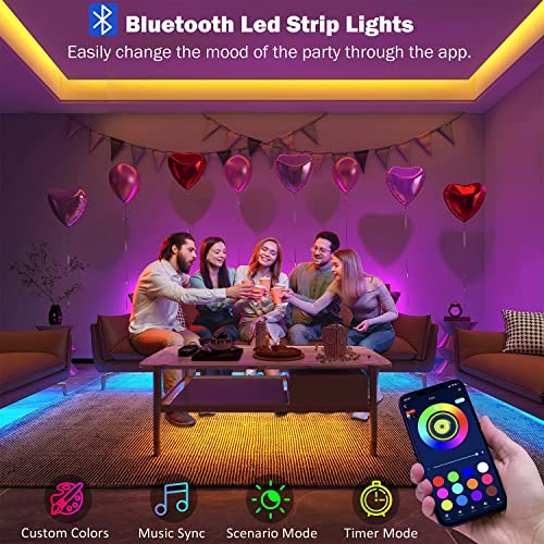 Smart RGB LED Strip Lights with Music Sync