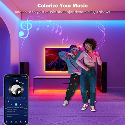 Smart RGB LED Strip Lights with Music Sync