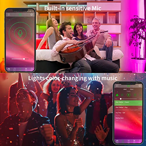 KSIPZE 100ft RGB Music Sync LED Strip Lights