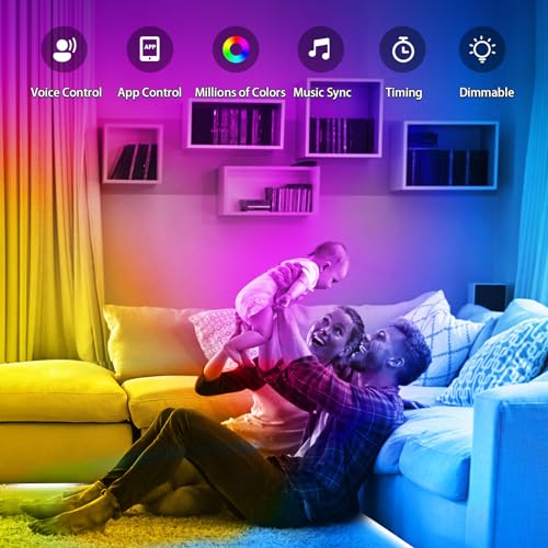 Smart WiFi RGB LED Strip Lights with App Control