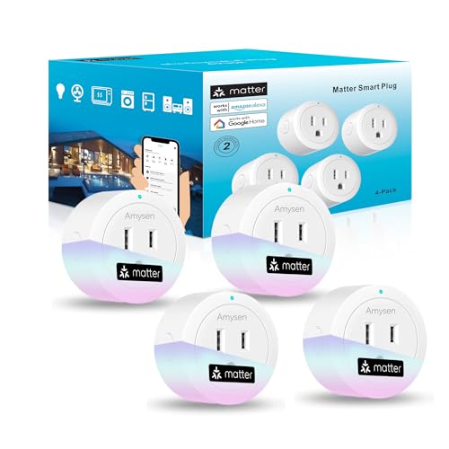 Amysen Matter Smart Plug 4-Pack for Home Automation