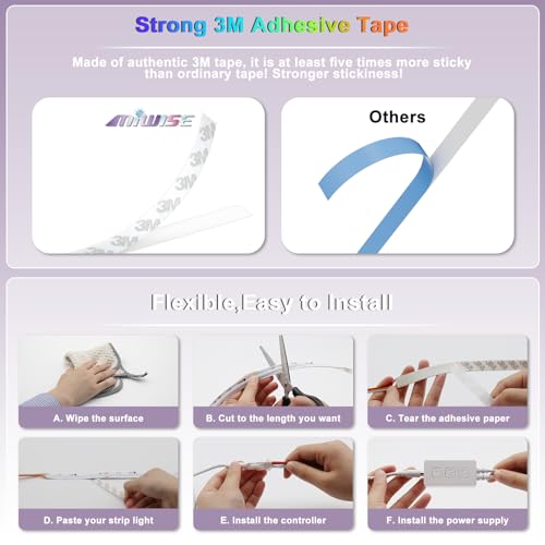 20ft Addressable RGB LED Strip Light for DIY