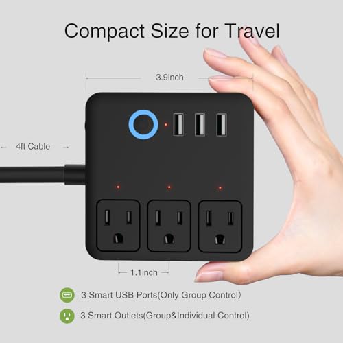 Smart Power Strip with USB Ports and WiFi Control