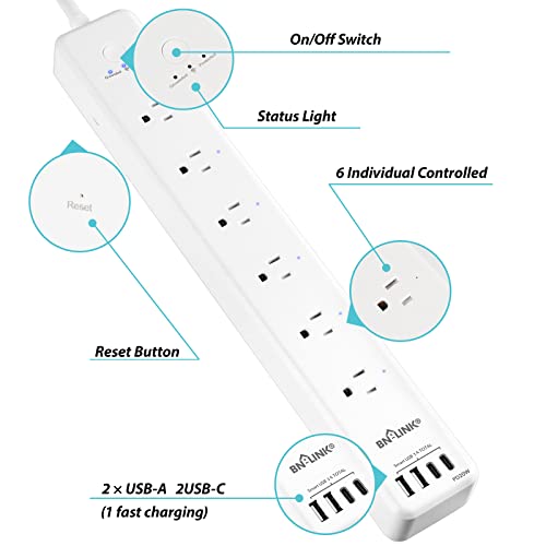 BN LINK Smart Power Strip with 6 Smart Outlets