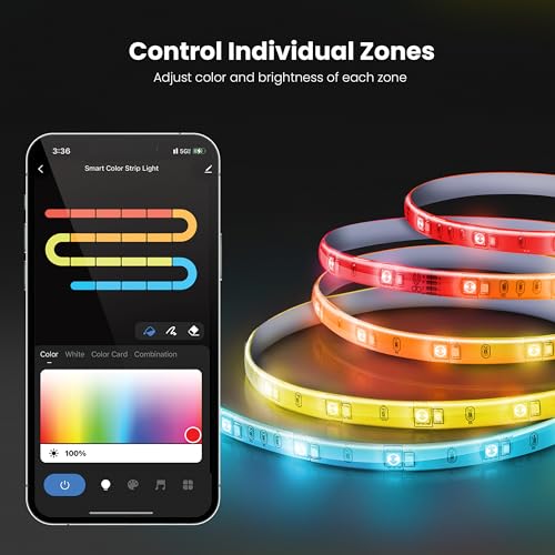 Smart RGBW LED Light Strip, 16FT, Wi-Fi Enabled