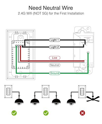 Smart Dual Dimmer Switch for Alexa and Google Home