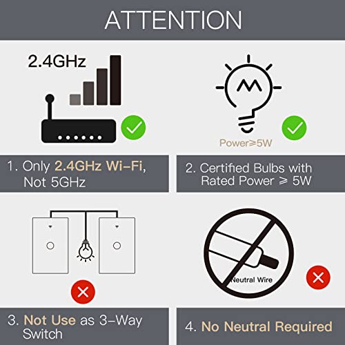 MOES Smart Touch Wall Switch - No Neutral Needed