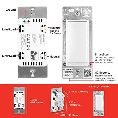 Z-Wave Smart Rocker Light Switch - Alexa Compatible