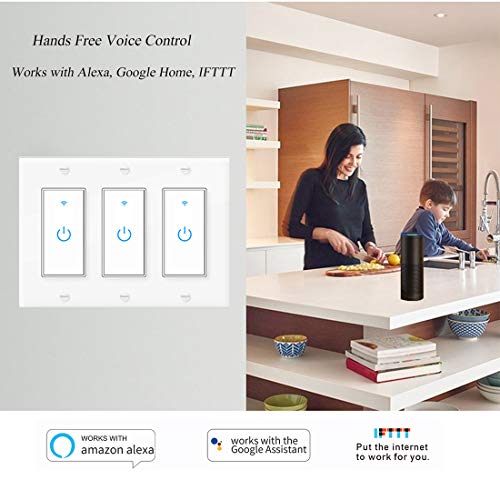 WiFi Smart 3-Gang Light Switch for Alexa & Google