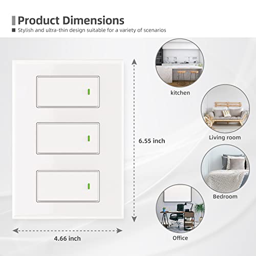 3-Gang Smart Switch Compatible with Alexa & Google