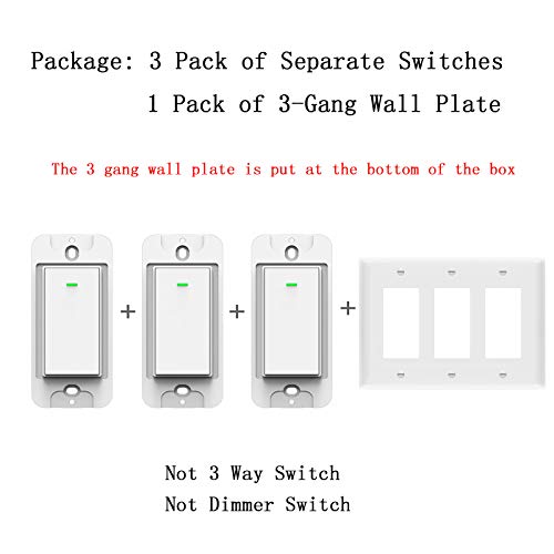 3-Gang Smart WiFi Light Switch for Alexa & Google